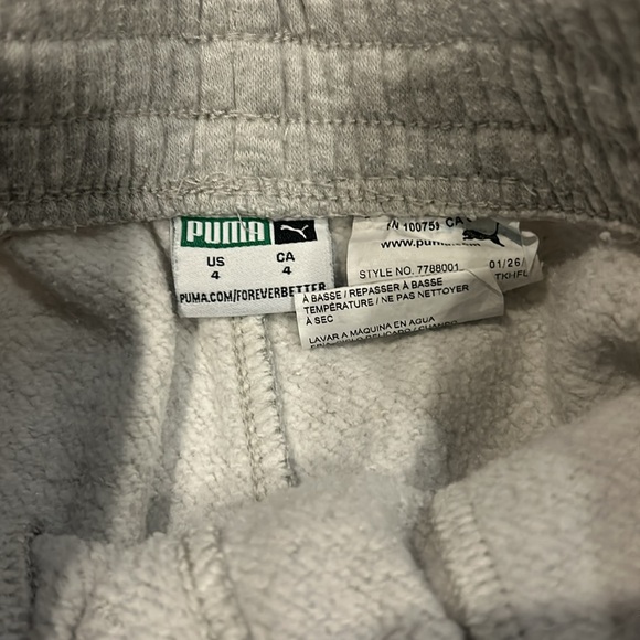 Puma Light Gray White Sweatpants Joggers in Size 4T - Picture 4 of 5